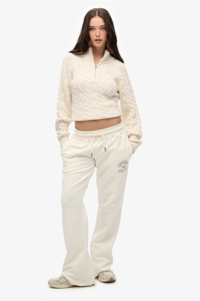 SLIM CABLE HALF ZIP KNIT W6110692A 39E ECRU